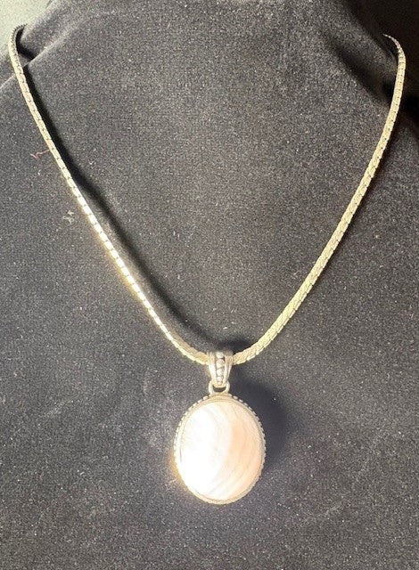 Vintage Reversible Pendant — Black Onyx & Pink Quartz, Silver-Toned