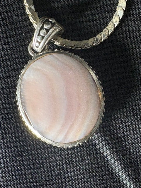 Vintage Reversible Pendant — Black Onyx & Pink Quartz, Silver-Toned